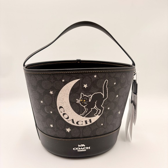 Coach Handbags - Coach Halloween Black Cat Moon Signature Bucket Bag Trick or Treat Pail
